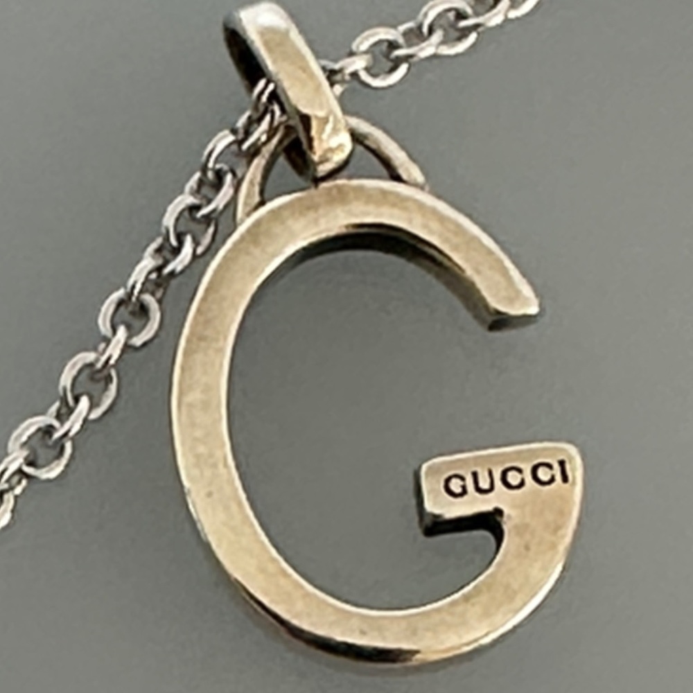 Gucci 925 Silver 'G' Pendant Necklace authentic 100%